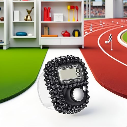 Electronic Finger Tally Counter Clicker Counter,Convenient Portable Digital Display Tally Counter,Resettable Mini Lap Counter for Golf Goods Counting Accessories,Track and Field Lap Counters - color: Black