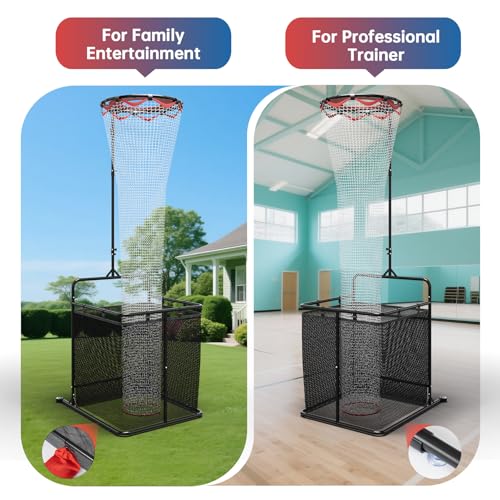 Volleyball Setter Training Equipment Volleyball Setter Training Net with Ball Collection Net – Adjustable Setting Trainer (6 Angles) with 2 Target Hoops, Sandbags & Suction Cups for Indoor/Outdoor
