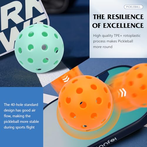 Pickleball Balls 6 Pack | 12 Pack- 40 Holes Outdoor Pickleball with Bag, Perfectly Balanced, High Bounce, Crack-Resistance，USAPA Standard - Multiple Colors