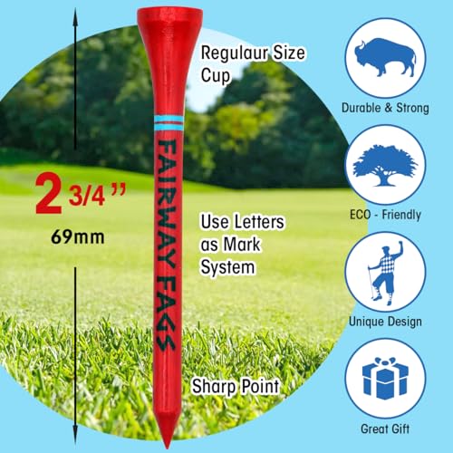 Bamboo Golf Tee Caddy - Funny Cigarette-Style Box, Durable 2 3/4" Biodegradable Wooden Golf Tees, Novelty Golf Gift for Men & Women, Wood Golf Tees 2 3/4 Inch - size: 10 Pack