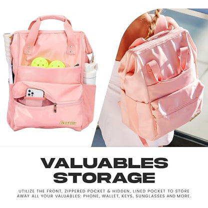 Franklin Sports Flex Pickleball Backpack - Pickleball Bags for Women - Store Pickleballs, Paddles + Court Equipment - Versatile Lifestyle Bag Design - Pink