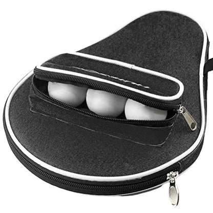 Table Tennis Racket Case Cover Paddle Carry Bag with Ball Storage Pocket Paddle Bat Cover Carry Bag - color: black