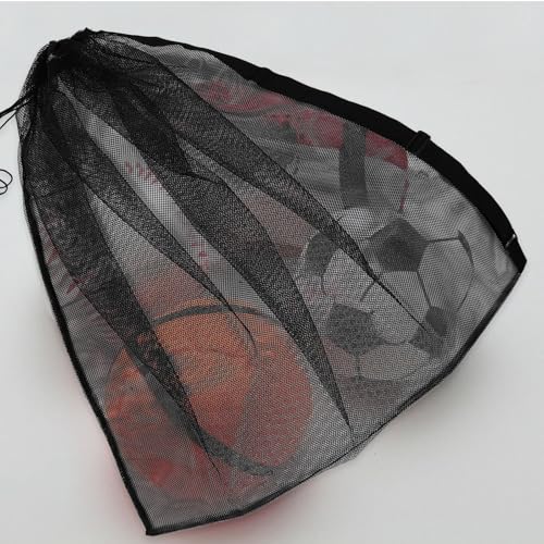 balacoo Heavy Strength Ball Mesh Bag Large Capacity Drawstring Basketball Soccer Volleyball Storage Carrier with Single Shoulder Strap for Outdoor Team Activities