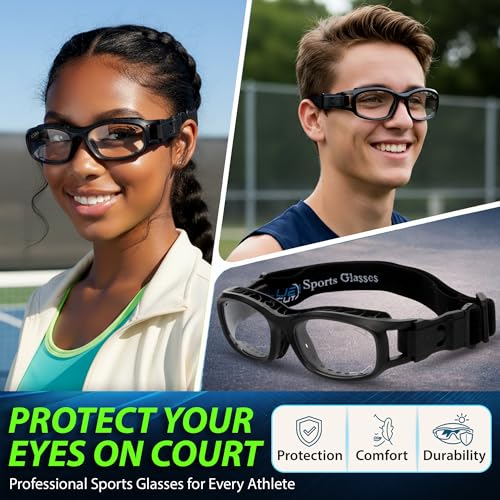 BLUE CUT Youth/Teen Sports Goggles for Basketball Soccer & Pickleball-Protective Eyewear for Boys&Girls - color: Black