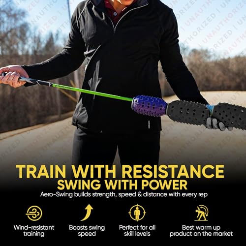 Aero Whip Shaft Tempo and Speed Golf Trainer, Flexible Shaft for Golf Training Aid, Great Golf Warm Up Tool, Swing Speed Air Resistance Training, Gain Up to 30 Yards On Your Drive - color: Green and Purple
