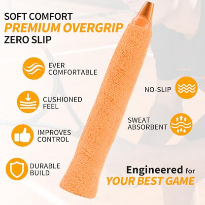 2 Pcs Tennis Racket Grip Tape, Towel Tennis Overgrip Tape, Anti-Slip Absorbent Grip, Racket Overgrip Tape,9 Colors - color: Orange