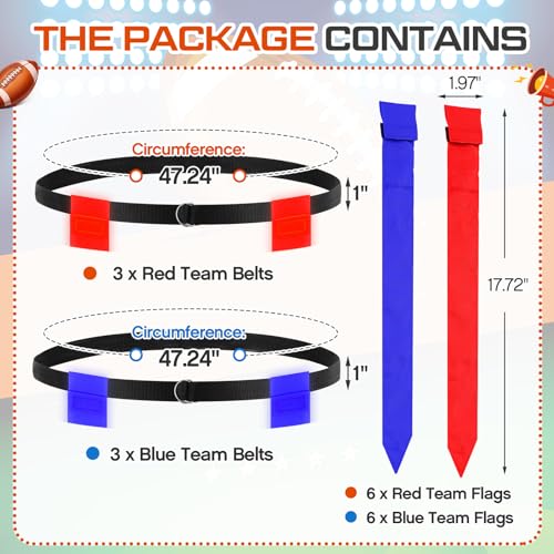 Libima LED Flag Football Belts Set Glow in The Dark Light up Adjustable Capture Flag Outdoor Beach Games Football Party - color: Red, Blue, Black Blue and Red
