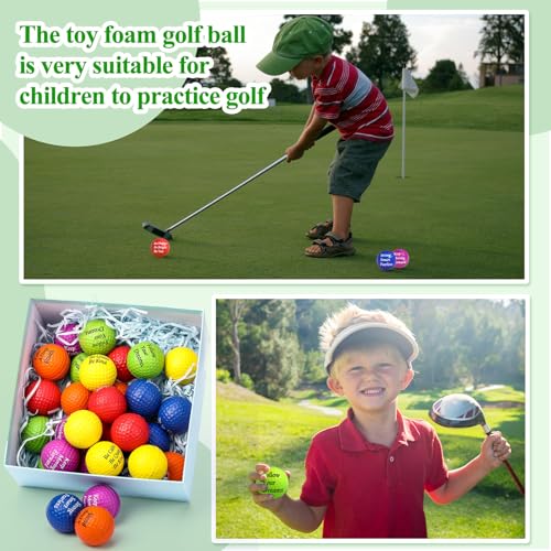 Blulu 30 Pieces Foam Golf Practice Balls with Motivational Quotes, 1.57 Inch Soft Golf Balls Party Favors Fun Stress Relief for Gift Bag Fillers Use Indoors or Outdoors