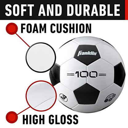 Franklin Sports Soccer Balls - Youth & Adult - Sizes 3, 4 & 5 - Single & Bulk Packs - Black & White - style: Size 3 - 1 Inflated Ball
