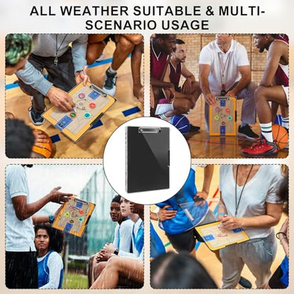 Basketball Clipboard for Coaches - All-Weather Double-Sided Dry Erase Board with Magnetic Pieces, Markers, Eraser, Whistle & Clear View Dry Erase Storage Box | Perfect Basketball Gifts - style: Basketball
