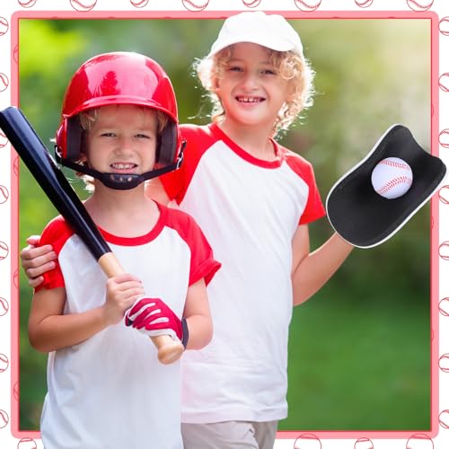 RoundFunny 6/12 Set Baseball Pancake Glove for Training, Baseball Softball Fielding Gloves with 9 Inch Foam Practice Balls, Quick Hands Batting Infield Training Practice Two Hands Youth Adult