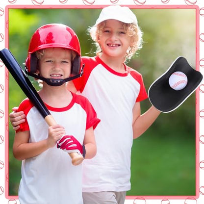 RoundFunny 6/12 Set Baseball Pancake Glove for Training, Baseball Softball Fielding Gloves with 9 Inch Foam Practice Balls, Quick Hands Batting Infield Training Practice Two Hands Youth Adult