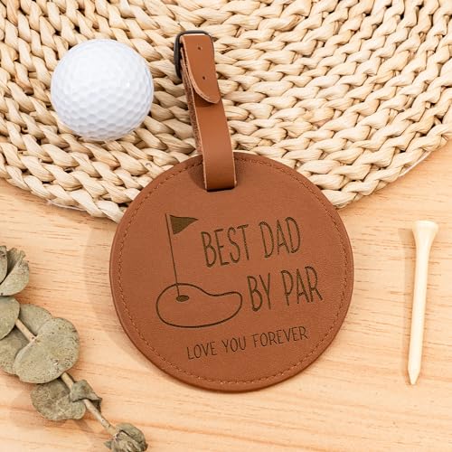 Best Dad by Par - Personalized Wooden Golf Tee Holder, Fathers Day & Birthday Gift for Coach, Grandpa, Uncle - color: Brown-(For Dad)