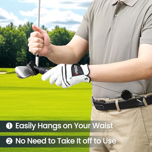 Golf Club Brush Cleaner with Golf Groove Sharpener Tool, 3 Replacement Brush Heads, 2 Retractable Clip，Golf Bag Golf Accessories for Men, Golf Gifts, Golf Ball Cleaner, Golf Cleaning Kit, Golf Stuff