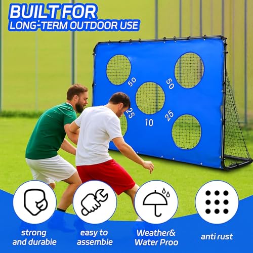Simgoing 2 in 1 Soccer Goal Portable for Backyard Soccer Training Net Detachable Metal Target Goal Net with Ground Nails for Indoor Outdoor Sports