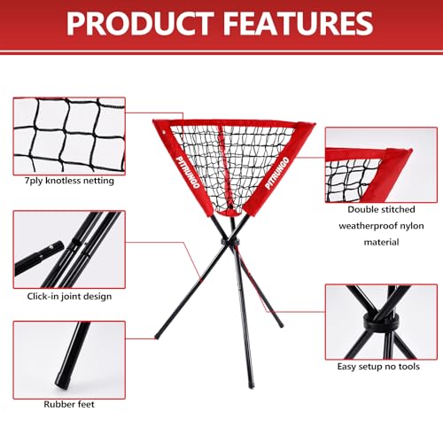 Baseball Softball Ball Caddy Portable Batting Practice Baseball Bat Bags | Use During Training and Drills | Save Your Back No More Bending | Holds up to 60 Baseballs | Instant Setup