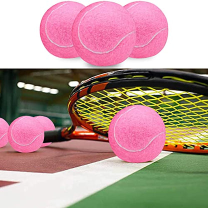 URBEST Tennis Ball 12 Packs Training Tennis Balls Practice Balls for Novice Player, Pet Dog Playing Balls with Mesh Carry Bag - color: Pink