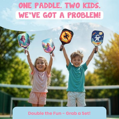 Kids Pickleball Paddle Designed for Ages 3–12 | Lightweight Fiberglass (0.37 lbs) | Small Grip for Easy Control | Fun Beginner Gift for Girls, Toddlers & Youth - color: Princess