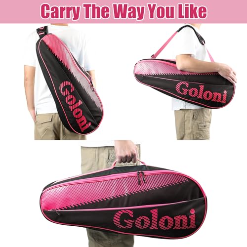 Goloni | 3 Racquet Tennis Bag, for Professional or Beginner Tennis Players, Rackets Cover Bag with Protective Pad & Lightweight | Unisex Design for Men, Women, Youth and Adults - color: pink