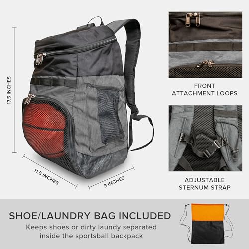 Xelfly Basketball Backpack with Ball Compartment - color: Gray