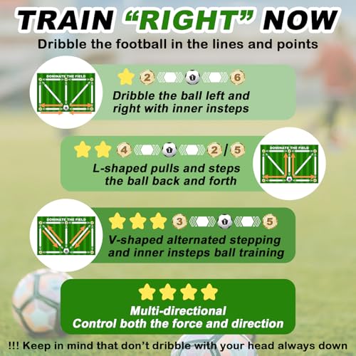 Football Footstep Training Mat, Soccer Training Mat 35 * 24IN, Soccer Skills Training Equipment with Storage Bag and Soccer Return Trainer Net (Green-White)