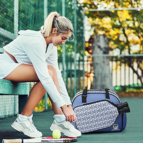 Boulder Bee Pickleball Bags, Premium Pickleball Tote Bag for Girls, Women’s Hand/Shoulder Gym Bag w Water Bottle Holder, with Pickleball Racquet/Paddle Holder - color: Blue Circle