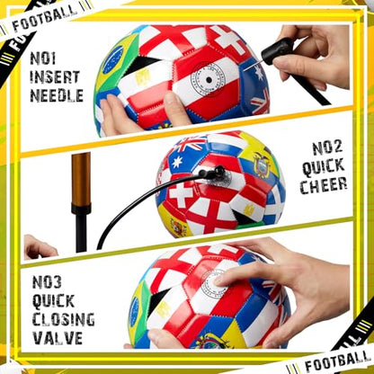 Tellingyou World Flag Soccer Ball Country Flags Training Ball 2026 International Multi Country Design with Pump Needle and Storage Bag for Team Practice Club Games Soccer Fan Gifts - size: size 5
