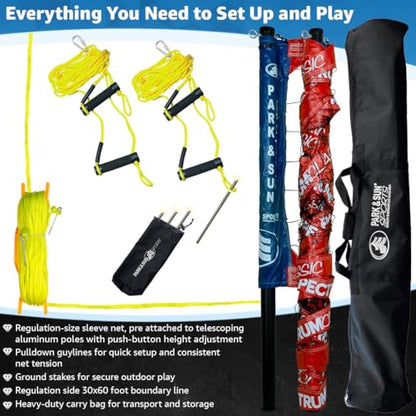 Park & Sun Sports Spectrum Classic: Adjustable Professional Outdoor Volleyball Net System - color: Red/White/Blue