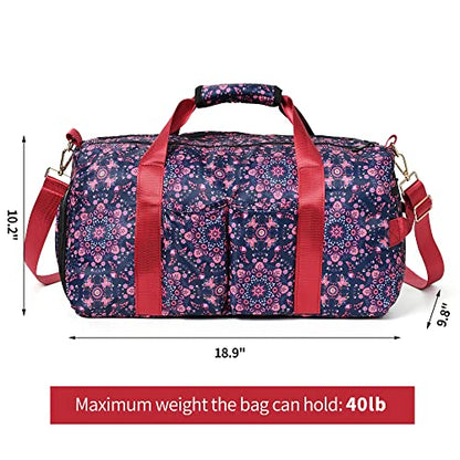 Boulder Bee Pickleball Bags, Premium Pickleball Tote Bag for Girls, Women’s Hand/Shoulder Gym Bag w Water Bottle Holder, with Pickleball Racquet/Paddle Holder - color: Duffel Bag-Baroque