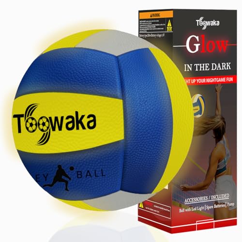 Light up Beach Volleyball,Official Size Glow in the Dark Youth Volleyball, Bright with LED Lights Pre-Installed,Batteries Included