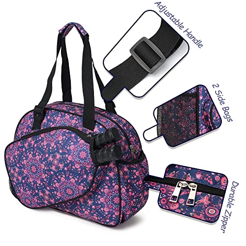 Boulder Bee Pickleball Bags, Premium Pickleball Tote Bag for Girls, Women’s Hand/Shoulder Gym Bag w Water Bottle Holder, with Pickleball Racquet/Paddle Holder - color: Baroque