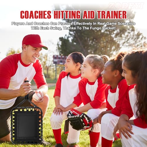 Baseball Racket for Fly Balls, Grounders, and Line Drives - Softball/Baseball Fungo Bat for Coaches and Parents to Help with Auxiliary Training - Attach a Racket Bag and Winding Tape - color: Black