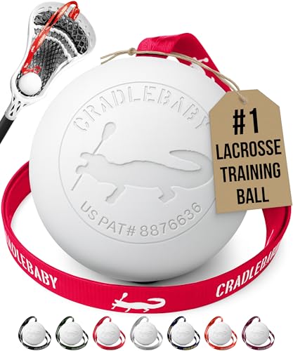 Cradlebaby Lacrosse Training Ball: Practice Indoor/Outdoor & Get More Repetitions - The #1 Piece of Equipment for Boys/Girls to Practice Cradling, dodges, Stick Tricks, & fakes. Best Lacrosse Gift! - color: Red with White Logo (White Ball)