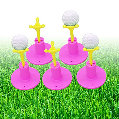 Golf Rubber Tee Holder Set for Golf Driving Range Tee Practice Tool Pack of 5 - color: Pink