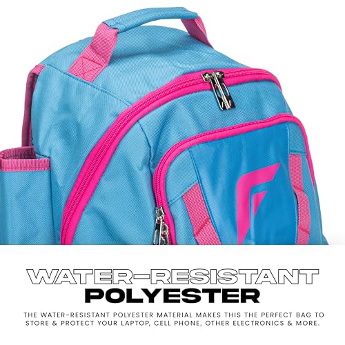 Franklin Sports Gameday Baseball + Fastpitch Softball Backpacks - Adult + Youth Bat Bags for Equipment - Waterproof Batpacks - color: Blue/Pink