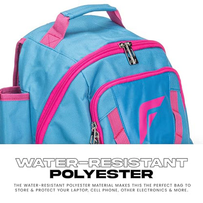 Franklin Sports Gameday Baseball + Fastpitch Softball Backpacks - Adult + Youth Bat Bags for Equipment - Waterproof Batpacks - color: Blue/Pink