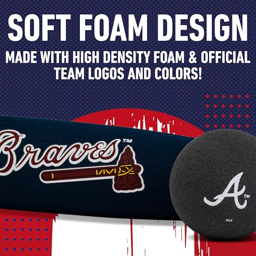 Franklin Sports MLB Jumbo Foam Baseball Bat + Ball Sets - Kids Oversize Foam Baseball Bats + Soft Baseballs - Indoor + Outdoor Youth Baseball Toy - MLB Team Baseball Bat + Ball Sets