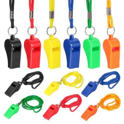 Whistles with Lanyard, Training Sports -Fitting for (Coaches/Referee/Outsides/Team Events) - color: Black,Red,Yellow,Blue,Green,Orange