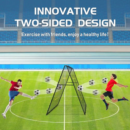 Double Sided Volleyball Rebounder Net, Adjustable Training Equipment Bounce Back Net Practice for Setting Spiking Bumping, Multi-Person Lacrosse, Baseball, Soccer Practicing - 7x4 Ft