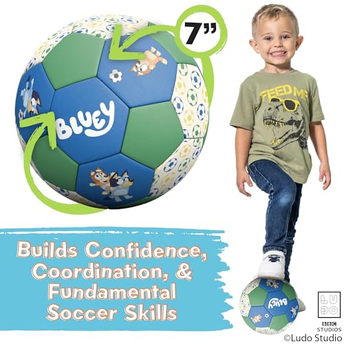 Soccer Ball 7 Inch for Kids 3+ Years Old, Ships Deflated, Bluey Jr - color: Bluey Jr