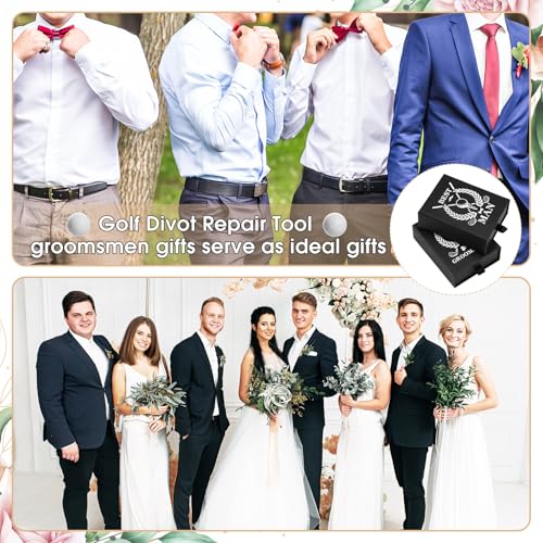 Seenelling 6 Sets Groomsmen Golf Proposal Gifts Box, Include Groomsman Divot Tool with Groomsman Golf Ball Marker, Thank You Card and Groomsmen Boxes for Wedding Groomsman Best Men Gifts Proposal Gift