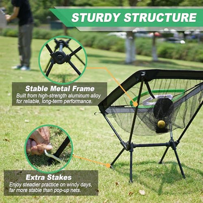 SENSECLUB Foldable Chipping Net & Floating Green, Indoor Golf Practice Chipping Target, Backyard Golf Game & Gifts - style: Pro Net +Mat +Balls