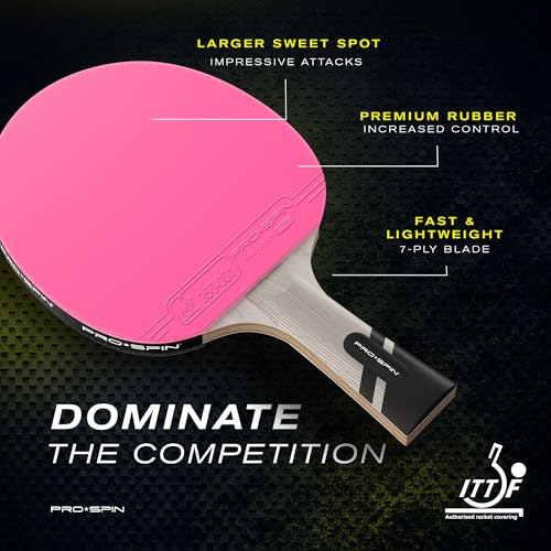 PRO-SPIN Ping Pong Paddles – ITTF Approved Professional Table Tennis Rackets with Carbon Fiber for Superior Control | 7-Ply Blade, Premium Rubber, 2.0mm Sponge - color: 1-Pack | Pink