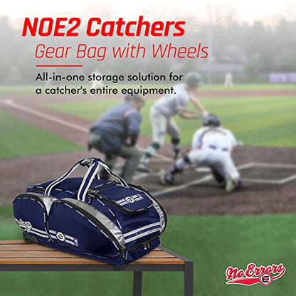 No Errors NO E2 Wheeled Catchers Gear Bag - Large Baseball and Softball Bag for Catcher’s Equipment with Fatboy Wheels - color: Navy