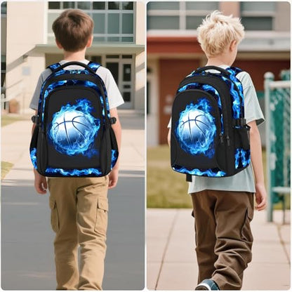Kids Backpack for Boys - Basketball Boys Backpacks for Kids Teens Elementary Middle School, 17″ Large Capacity Students Bookbag, Perfect for Travel and School