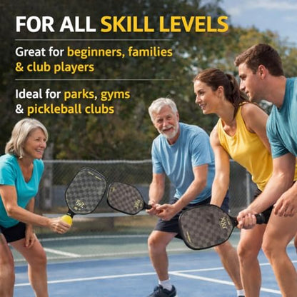 Pickleball Paddle Set – 18K Friction Carbon Fiber Paddles with Covers, 2 Thermoforming 4-Layer Rackets, 4 Outdoor Pickleballs & Carry Bag | USAPA Approved Lightweight & 16MM Polymer Honeycomb Core