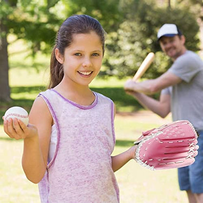 Baseball Glove,Baseball Softball Mitt with Ball for Kids Youth Adults Training and Beginner,Right Hand Throw,Left Hand Glove - color: Pink, size: 11.5"