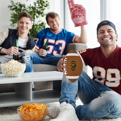 Personalized Football - Customize Your Name, Logo, Text on Great Grip Composite Leather Ball - Gift for Youth, Men, Women - color: Brown (white panel), size: Official Size 9