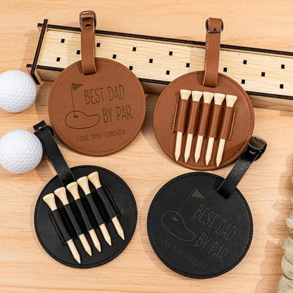 Best Dad by Par - Personalized Wooden Golf Tee Holder, Fathers Day & Birthday Gift for Coach, Grandpa, Uncle - color: Brown-(For Dad)