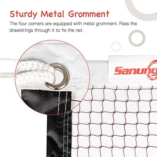 Sanung Badminton Net, Standard Size All-Weather Portable Badminton Net Replacement for Indoor Outdoor Use with Storage Bag